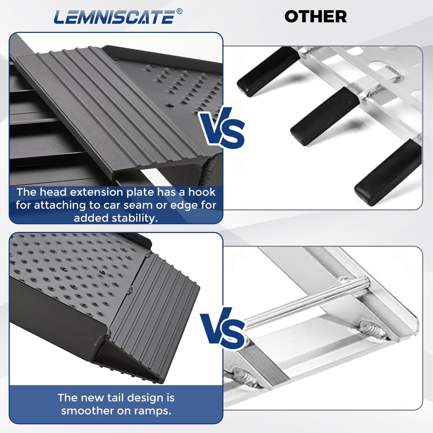 Aluminum Truck Ramps for ATV, UTV, Lawn Mower, Pickup Trucks - 1500LB Capacity 7.5FT Heavy Duty Loading Ramps with Handle & Buckle, Black, 2PCS