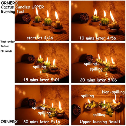 Ornerx 1.5" Cute Cactus TeaLights 6 PCS Succulent Decorative Candles