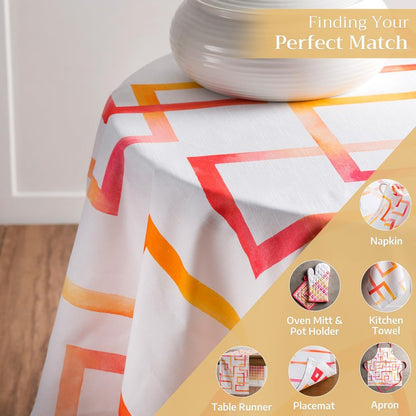 Maison d' Hermine Table Cloth Round Table 100% Cotton 69 Round Inches Tablecloth Reusable Decorative for Dining Kitchen Room Farmhouse Home Gifts for Mothers Day Spring Summer - Summer Maze