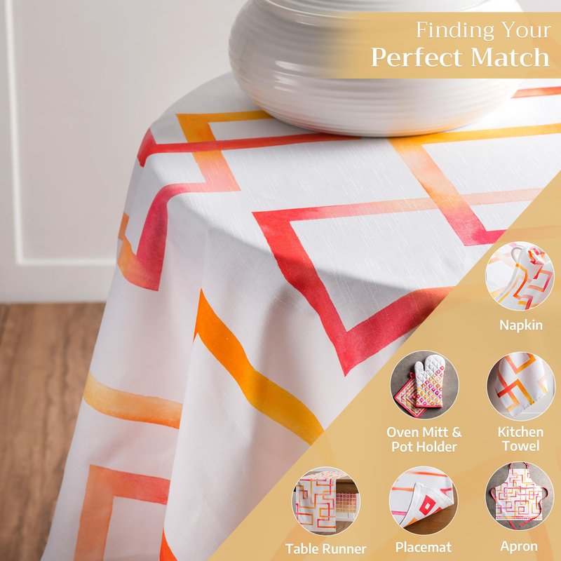 Maison d' Hermine Table Cloth Round Table 100% Cotton 63 Round Inches Tablecloth Reusable Decorative for Dining Kitchen Room Farmhouse Home Gifts for Mothers Day Spring Summer - Summer Maze
