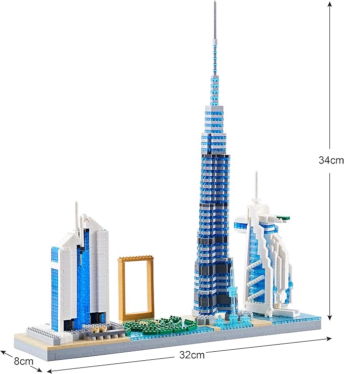 Architecture Dubai Skyline Collectible Model Building Kit Micro Blocks Sets for Adults Present Model Kit 2545 Pieces