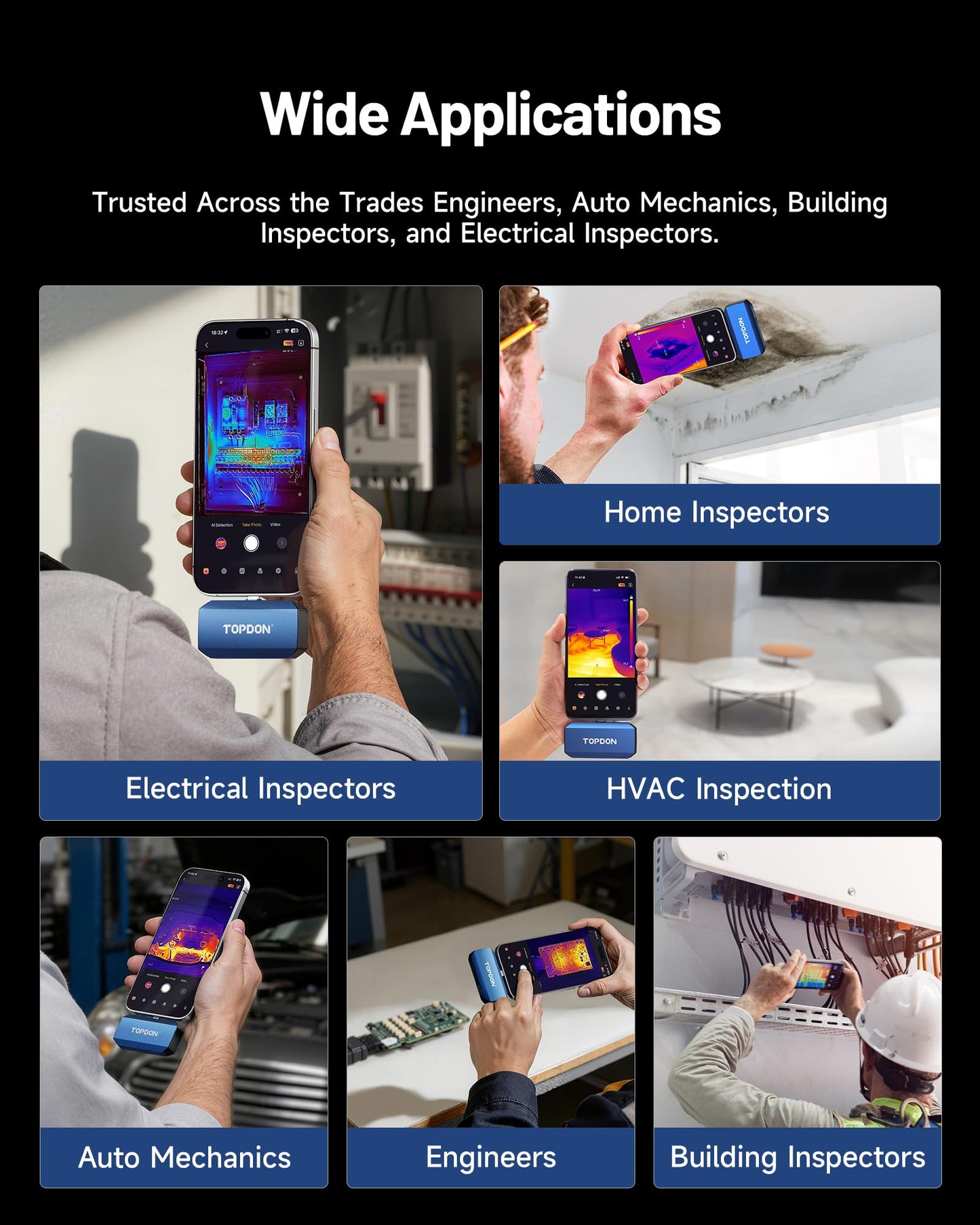 TOPDON TC001 Max Dual-Lens Thermal Camera, Compatible with Any USB-C iPhone, iPad & Android Device, 512 x 384 Super Resolution, 256 x 192 IR Resolution Thermal Imager, -4°F~1022°F Temp Range- Blue
