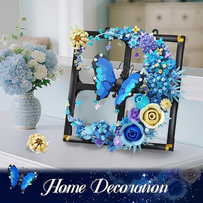 Moon Flower Building Set with Lights 1141 PCS Wall Botanical Flowers Building Block Kit with Butterfly Floral Plant Collection Office Home Decor Gift for Her Adults Women Boys Girls 12+