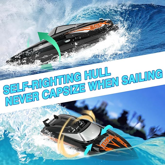 Cheerwing Skater RC Boat Self-Righting Remote Control Boat 25km/h High Speed Racing Boats Toys for Pools &amp Lakes 2 Batteries