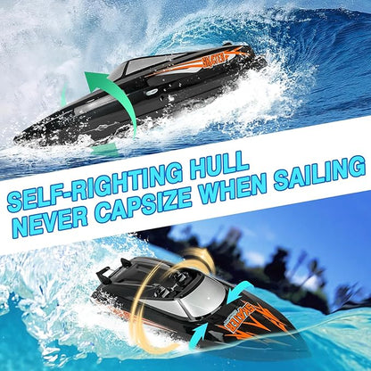 Cheerwing Skater RC Boat Self-Righting Remote Control Boat 25km/h High Speed Racing Boats Toys for Pools &amp Lakes 2 Batteries