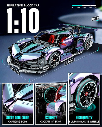 Super Plated Sports Car Building Kits Adult Collectible Model and Race Engineering Toy Set 1:10 Scale Electric Driftable Remote Control Sports Car for Adults Men Teens