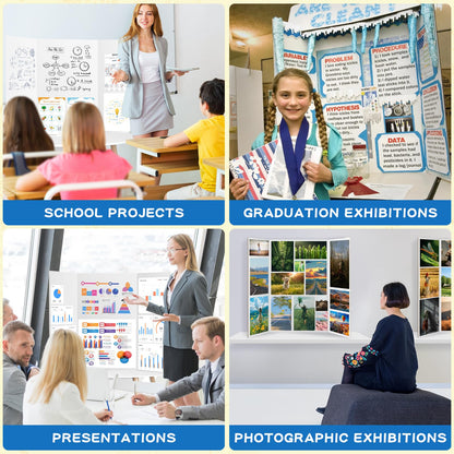 VinTS 12 PCS 36" x 48" Trifold Poster Board White Trifold Foldable Display Poster Board for School Projects, Science Fair,Graduation Exhibitions