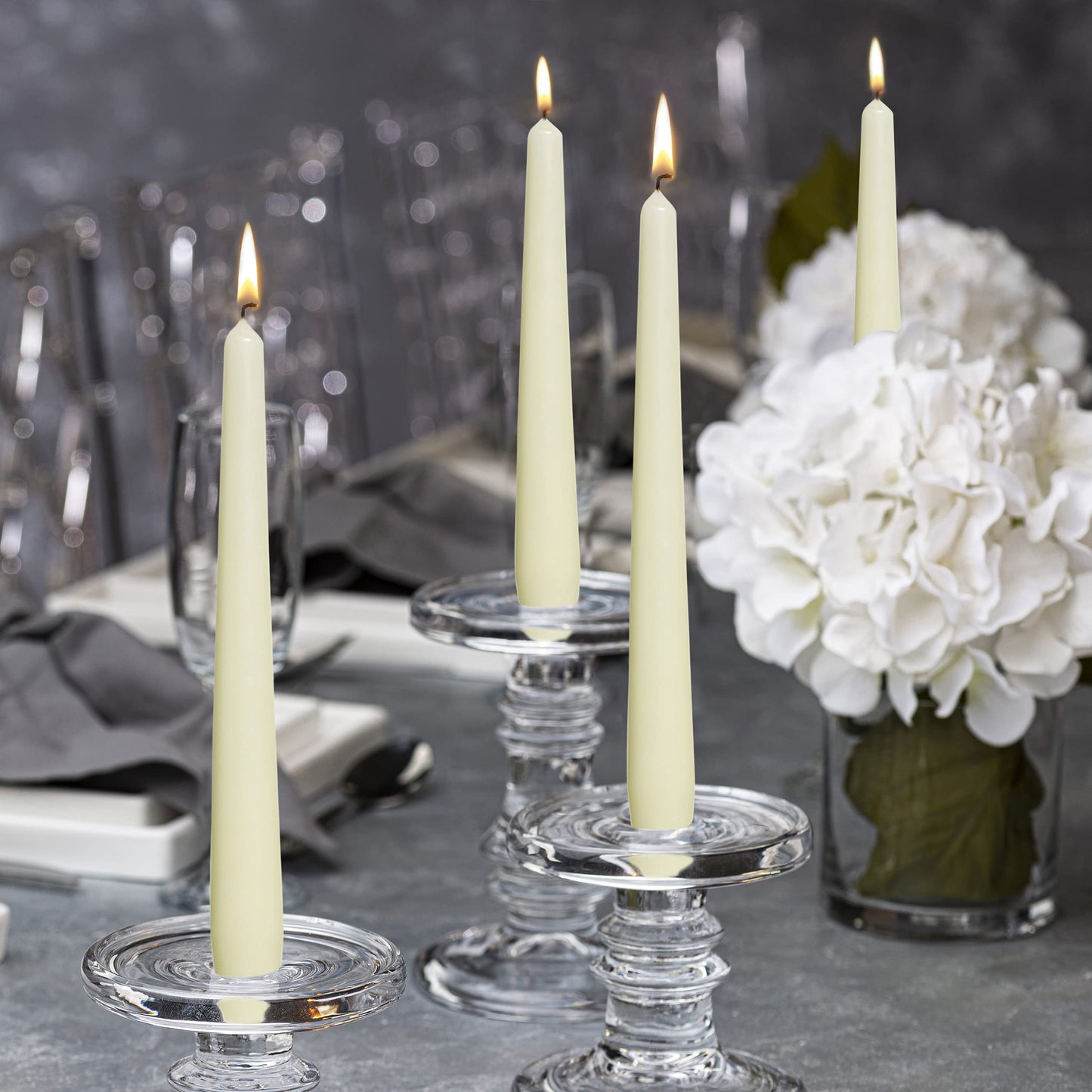 BOLSIUS Unscented 10-Inch Ivory Dinner Candles, 4-Pack - 8 Hour European Quality, Smokeless