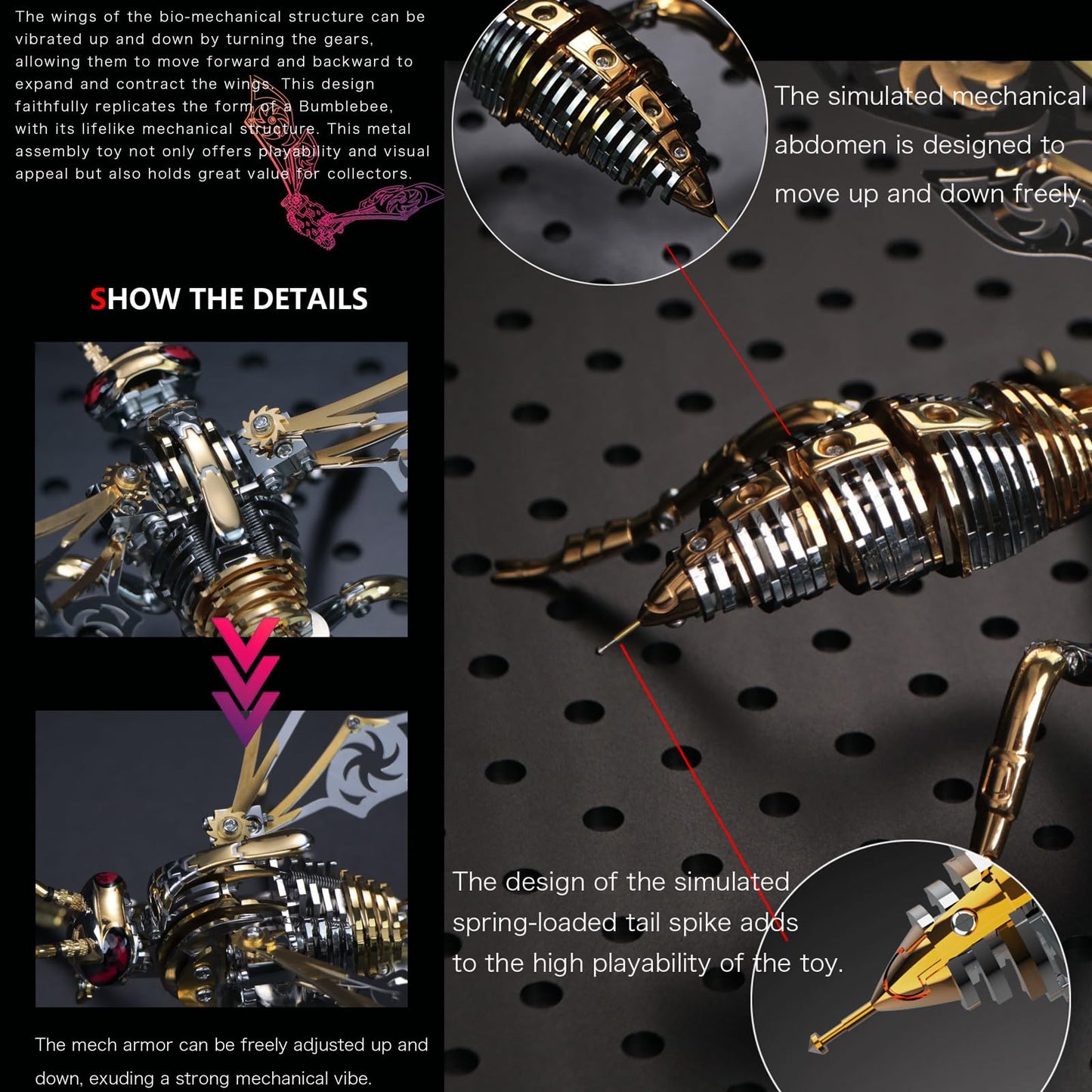 3D Metal Puzzles for Adults Mechanical Wasp Model Kits Building Blocks the Northern Giant Hornet Difficult DIY Assembly for Men