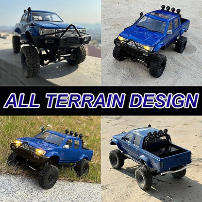 WPL C64-1 RC Crawler 4x4 RC Truck 1/16 Scale Remote Control Rock Crawler Off Road with Axle Mounted Servo 260 Motor Upgraded Chassis Fully Proportional 2 Batteries Hobby Toy for Adult