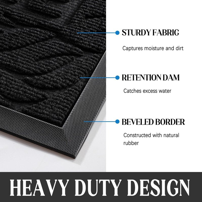 Yimobra Welcome Mat Outdoor 29.5x17, Waterproof Non-Slip Outdoor Mats for Front Door Outside Entrance, Low-Profile Entryway Mat Indoor for Garage Patio, Black