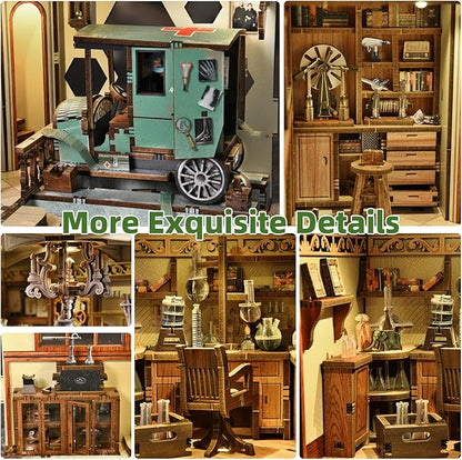 Book Nook Kit DIY Miniature Dollhouse Book Nook Kit with Dust Cover and LED Light-The Radium Lady