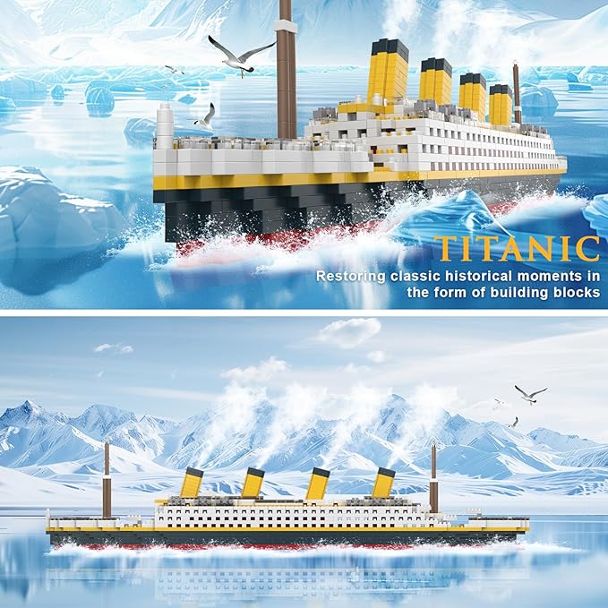 Titanic Micro Mini Building Set1878 Pieces Big Ship Model Building ToysDIY Educational Toys 3D Puzzle KitSTEM Ship Creative Project Model Building Set Birthday for AdultsKids