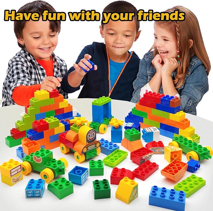 150 Pcs Classic Building Blocks Set for Toddlers 3-6 Large Building Bricks Train Educational Toy STEM Toys Compatible with Major Brands Gift for Kids