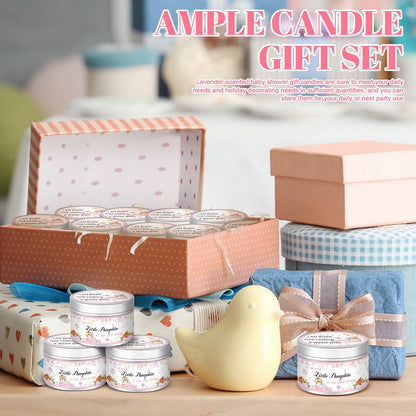 MTLEE 24 Pcs Thanksgiving Little Pumpkin Baby Shower Party Favors Candles Lavender Scented Baby Shower Favors for Guests Rustic Tealights Candles Gender Reveal Return Gifts (Pink, 1.2 Oz)