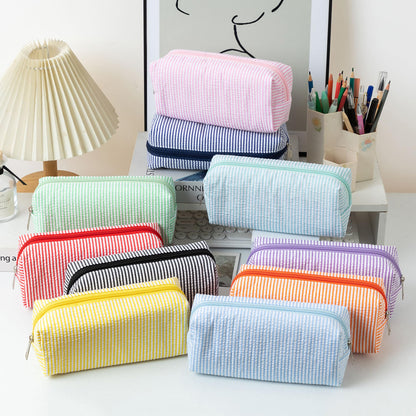 OZAOZ Cute Pencil Case Capacity Pencil Pouch Aesthetic Pen Bag Office Stationery Organizer Simple Sturdy Multifunctional Cosmetic Pouch (blue)