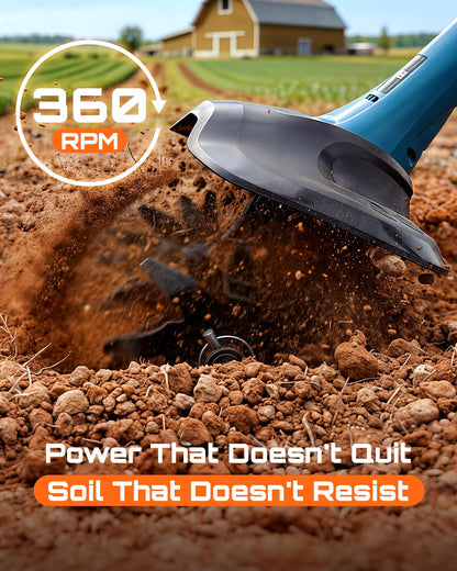 Seesii Cordless Tiller Cultivator, 20V Electric Tiller for Gardening with 2 x4.0Ah Batteries, 9" Tilling Width 6.6" Depth, Lightweight Adjustable Handle Rototiller for Lawn, Weeding & Soil Cultivation