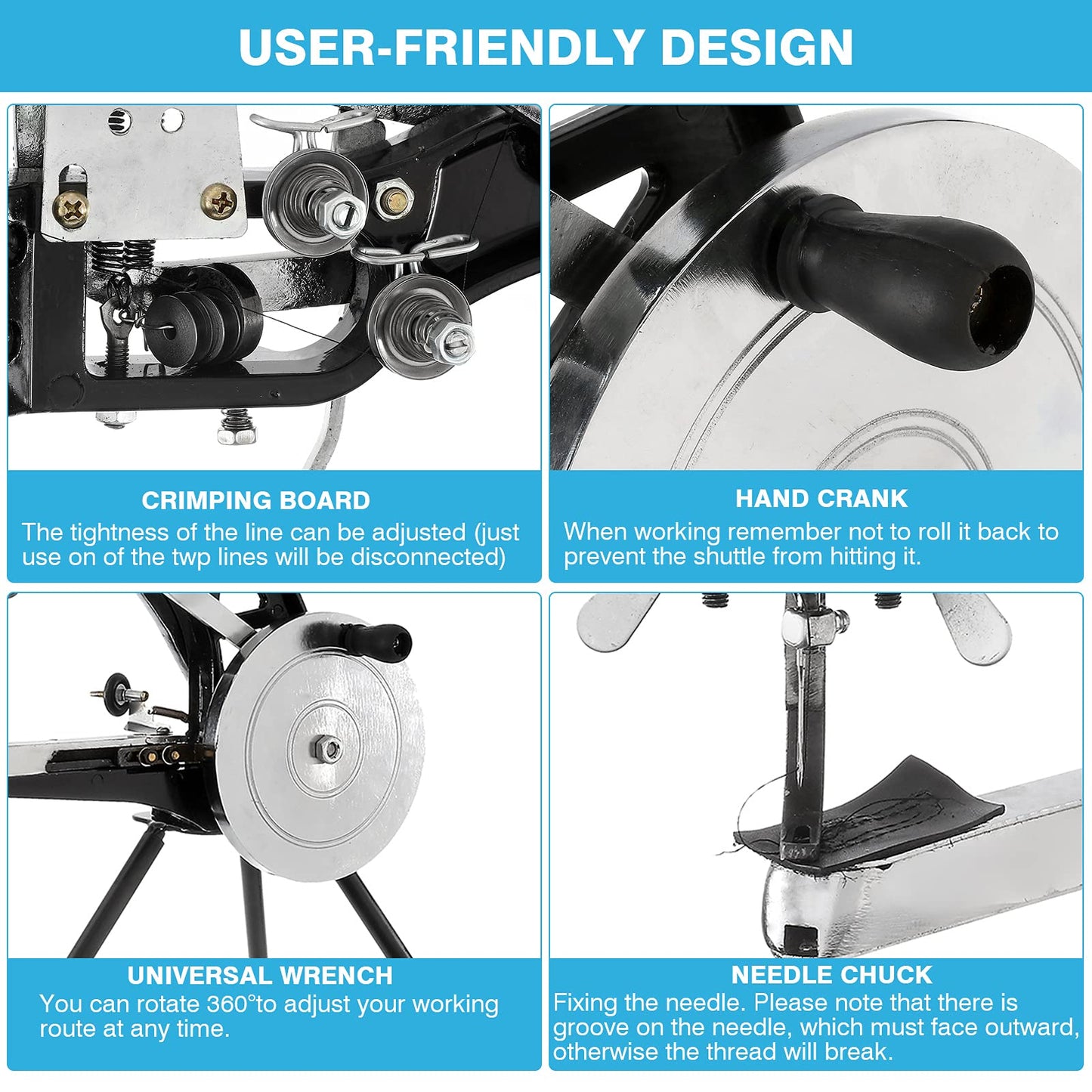 IRONWALLS Leather Cobbler Manual, Heavy Duty Hand Shoe Repair Mending Sewing Machine with Needles, Leather Stitching Sewing Machine for Canvas Cotton Linen, Bags, Cloths, Tents