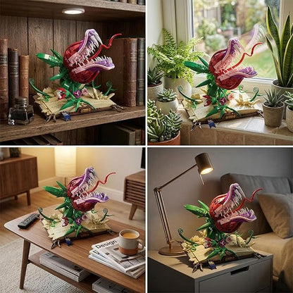 Ancient Magic Book &amp Cannibal Flower Building Set Fantasy Monster Plant Model Kit for Adults Articulated Venus Flytrap on Spellbook Gothic Home Decor Gift