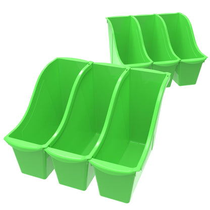 Storex Small Book Bin – Interlocking Plastic Organizer for Home, Office and Classroom, Green, 6-Pack (71111U06C)