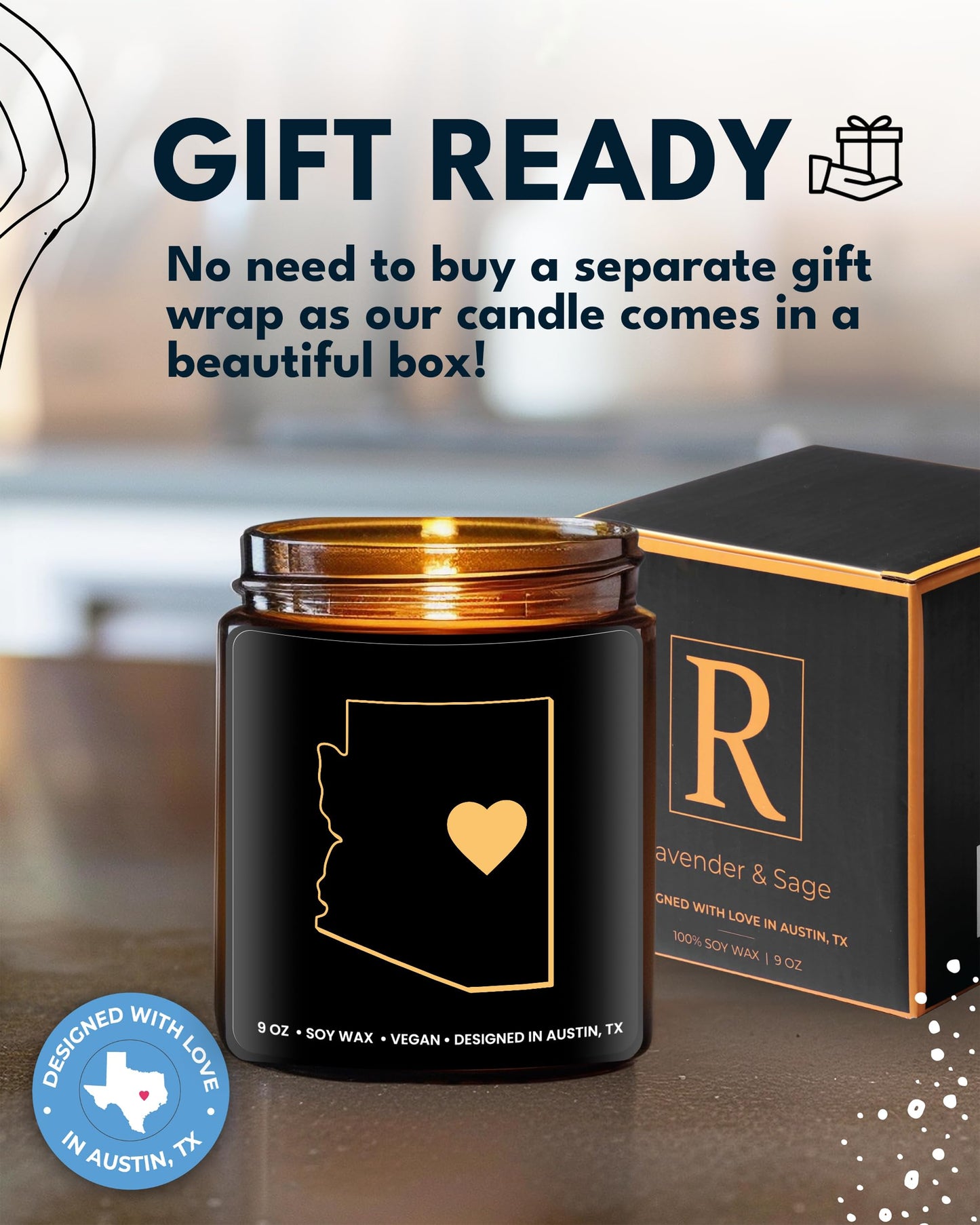 Arizona Candle, Unique Arizona Themed Gifts for Men and Women, Best State Souvenir Gifts for Moving Away, Thoughtful Home Sick Presents, Ideal for Birthday, Christmas, Graduation, Gift Ready