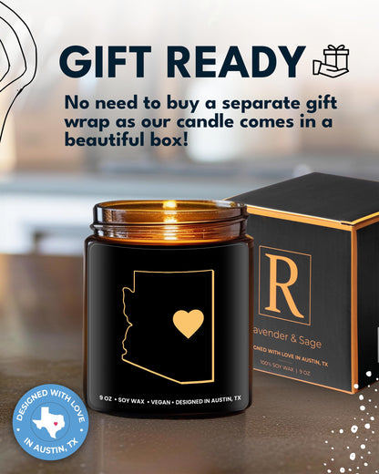 Arizona Candle, Unique Arizona Themed Gifts for Men and Women, Best State Souvenir Gifts for Moving Away, Thoughtful Home Sick Presents, Ideal for Birthday, Christmas, Graduation, Gift Ready