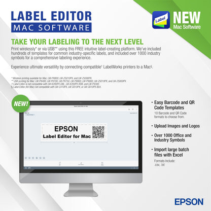 LABELWORKS Epson LW-Z5010PX-R Industrial Label Maker - Complete Printer Kit with Accessories and Automatic Bulk Tape Rewinder, PX 147' Bulk Label Rolls, Desktop Printer
