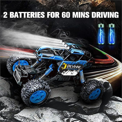 CROBOLL 1:12 Large Remote Control car for Boys Kids with Lifting Function4WD RC Cars Electric Monster Truck Toy Gifts 4X4 Off-Road RC Rock Crawler 2.4GHz RC Truck with 2 Batteries(Blue)