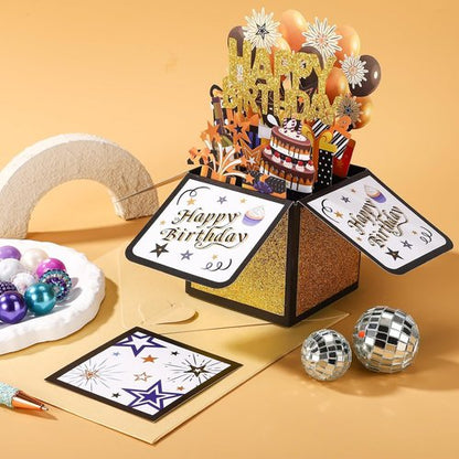 Intatikoo Pop Up 3D Birthday Card,Blank Greeting Card with Envelope, Birthday Gift for Him Dad Husband Son Women Kids Her