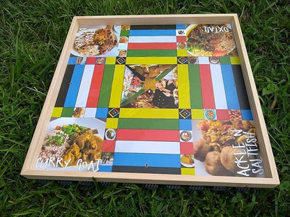 Jamaican Ludo Food Edition (Ludi/Ludy/Loodi) | 24in x 24in Board Game | Family Game Night Activity | Fun Easy Multi-Player Entertainment
