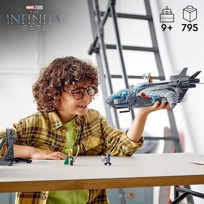 LEGO Marvel The Avengers Quinjet 76248 Spaceship Building Toy Set with Thor Iron Man Black Widow Loki and Captain America Minifigures Infinity Saga
