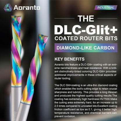 Aoranto CL23319 1/8" Up&Down Compression Spiral CNC Router Bits 1/4" Shank, Industrial Quality Extra Long Life Coating Solid Carbide End Mill for Wood Mortise Slot Carving, 1/8" Dia x 3/4" CL, 5 Pack