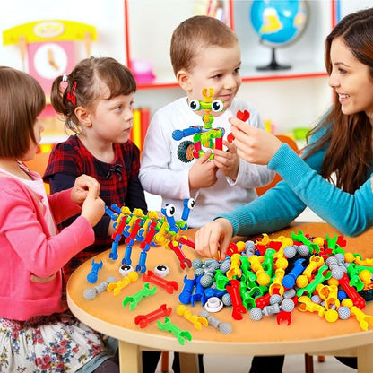 Kids STEM Building Toys for 3 4 5 6 7 8+ Year Old Boy Girl Birthday Gift 186 Pcs Preschool Classroom Learning Activities Fine Motor Skills Building Blocks Ages 4-8 6-8 8-12 Engineering Creative Game