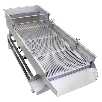 TECHTONGDA Straight Vibrating Sieve Screen Shaker Electric Linear Sifter Machine Stainless Steel One Layer Two Motor 4mm Screen Size 15.7×37.4inch 110V