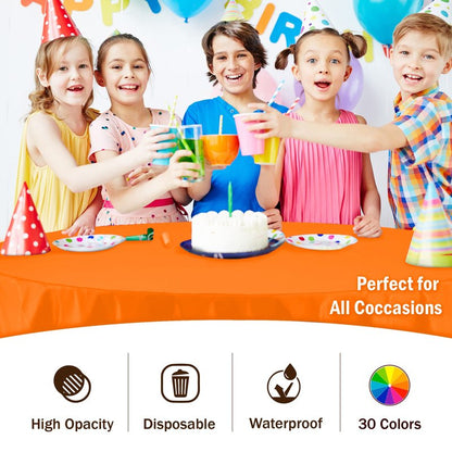 Exquisite 12-Pack Premium Plastic 84-Inch Round Tablecloth, Orange