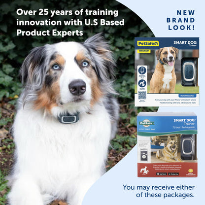 PetSafe Smart Dog Training Collar – Uses Smartphone as Handheld Remote Control – Tone, Vibration, 1-15 Levels of Static Stimulation – Bluetooth Wireless System – All in One Pet Training Solution