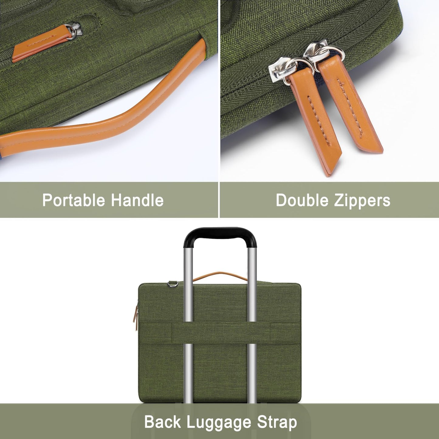 MOSISO 360 Protective Laptop Shoulder Bag,15-15.6 inch Computer Bags Compatible with MacBook Pro 16 inch, HP, Dell, Lenovo, Asus Notebook,Side Open Messenger Bag with 4 Zipper Pockets, Olive Green