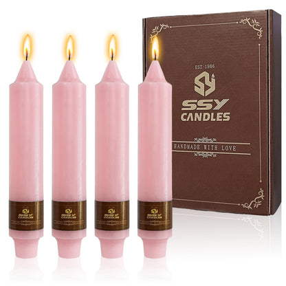 4 PCS Handmade Taper Candle Pink Small Candlesticks 7 inch Short Candlesticks for Dinner Household Wedding Party Home Décor