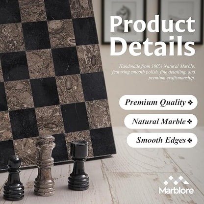 Marble Chess Set 12 Oceanic &amp Black Family Board Games 32 Chess Pieces &amp 2 Extra Queens Travel Chess Set Strategy Board Games for Adults