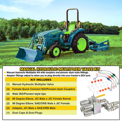 Manual Hydraulic Multiplier, SCV Splitter/Diverter Valve with Couplers and Ag Fittings - 20 GPM Flow, 3000 PSI Max Pressure，Expand Your Hydraulic Control with Ease
