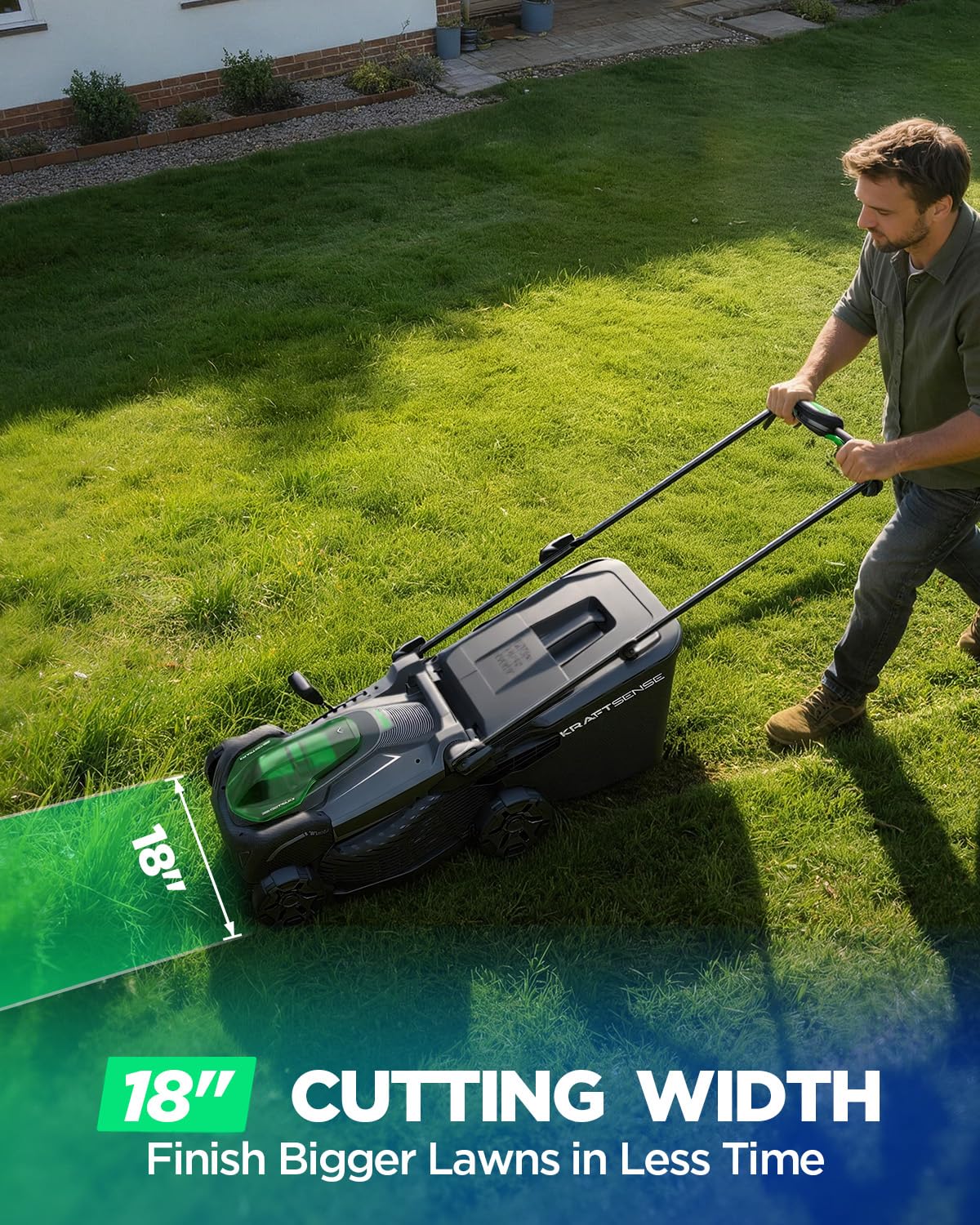 18" Electric Lawn Mower, 40V Cordless Lawn Mower with 2x8.0Ah Batteries & Charger, Brushless Motor, 2-in-1 Mulching & Bagging, 6-Position Height Adjustment, for Medium Yards
