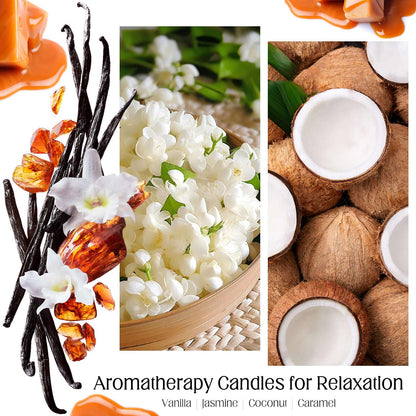 KOTKAS Coconut Vanilla Scented Candles - 8oz Natural Scented Soy Candles Non Toxic Long Lasting Aromatherapy Candles for Home Scented Vanilla Candle Gifts for Women Men Birthday Mothers Day Christmas