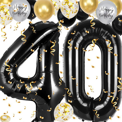 40th Birthday Decorations for Men Women, 40 inch 40 Balloon Numbers, 18 pcs 12 inch 40th Birthday Decoration Balloons for 40th Men Women Birthday Anniversary Party Decoration