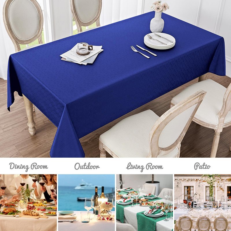 Veblandy Rectangle Tablecloth Waterproof 60x144 inch Linen Textured Table Cloth Stain and Wrinkle Resistant Washable, Decorative Fabric Table Cover for Dining, Party and Camping, Royal Blue