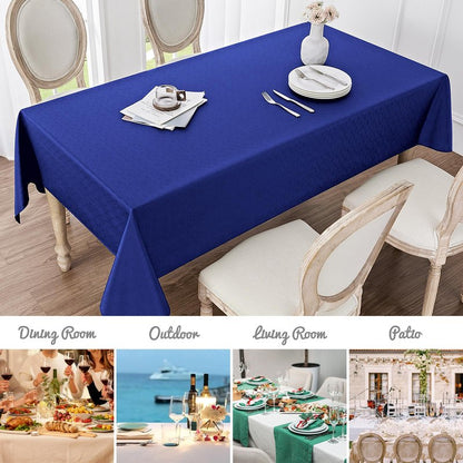 Veblandy Rectangle Tablecloth Waterproof 60x144 inch Linen Textured Table Cloth Stain and Wrinkle Resistant Washable, Decorative Fabric Table Cover for Dining, Party and Camping, Royal Blue