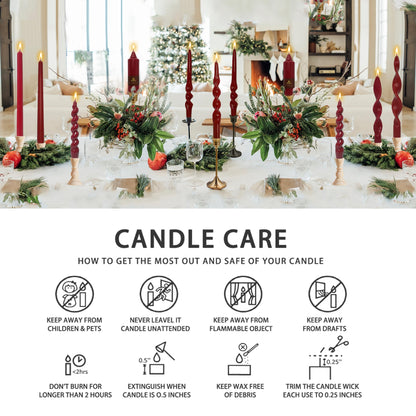 Spiral Taper Candle Red Candlesticks, Gedengni 10inch Christmas Twisted Candles Long Candle Sticks Cute Tapered Candles for Table Decor Dinner Holiday Party,23D4-RED