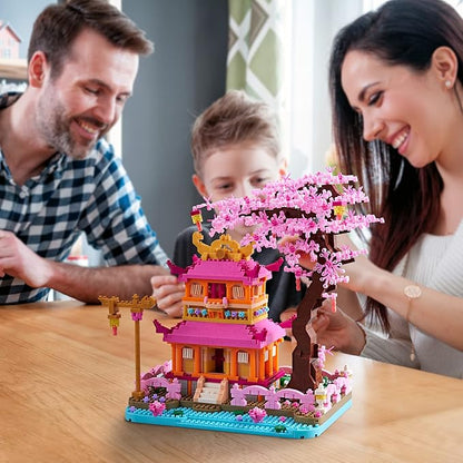 DIY Sakura Tree House Micro Building Blocks Set for Women Adult Japanese Cherry Blossom Treehouse Ideal Gift for Teens Ages of 14+ and Lover - Living Room and Office Decorative Items 1810PCS