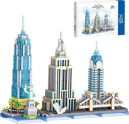 New York Skyline Micro Mini Building Blocks Set - 3262PCS Famous New York Landmarks Model Toys Building Bricks Kit for Adults Ideal Architecture Building Blocks Home&ampOffice Décor Gift(New York)