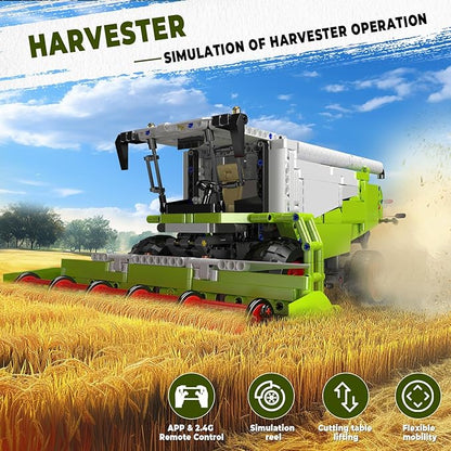 Mould King 17014 Wheat Harvester Building Blocks Set Tractor Truck Building Kit with Motor Farm Truck Construction Vehicles Toys DIY Assembly STEM Car Model for Adults (1265 PCS)