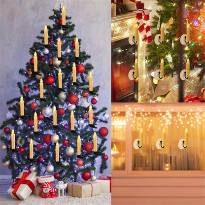 MIXALY 12 PCS Flameless Window Candles - Ivory Battery Operated LED Taper with Remote Updated Timer Function - Christmas Candles Warm White - Perfect for Wedding/Birthday/Party Decor